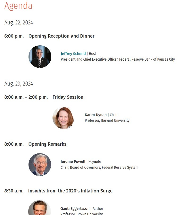 Here's the full agenda of all the speakers at Jackson Hole some big